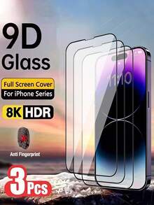 3 Stücke 9D Vollabdeckung gehärtetes Glas Bildschirmschutz, kompatibel mit iPhone 17 Pro Max/17 Pro/17/16 Pro Max/16 Pro/16 Plus/16/15 Pro Max/14 Pro Max/13/12, kratzfest, glatte Oberfläche, Handyzubehör, Handybildschirmschutz, Bildschirmschutz Essentials, geeignet für täglichen Schutz, Büro, Zuhause, wasserdicht, stoßfest, kratzfest - Transparent - Übersicht 18