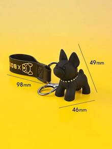 1pc French Bulldog Style Keychain Women, Lovely Animal Cartoon Design Bull Dog Ring, Valentine'S Day , Backpack Pendant Students Car Accessories Bag Charm School Cute Goth Y2k Ideas Bag Accessories Lanyards With Id Holder Car Accessories Bag Charms - 黑色 - 查看 4