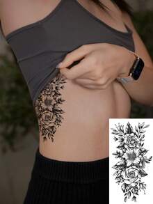6pcs Black Temporary Tattoo Stickers, Suitable For Arms And Legs, Waterproof And Sweatproof, Easy To Use And Remove, Great For Women, Essential For Parties And Gatherings - Black - View 5