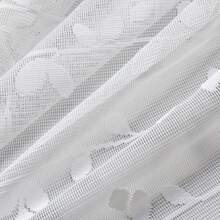 White Jacquard Sheer Curtains 2 Panels With Rod Pocket, Textured 3D Wicker Stripe Pattern, Light Filtering Window Treatment For Bedroom, Living Room - White - View 6