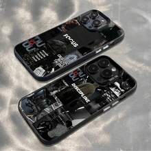 Funda de Teléfono con Patrón Artístico Motivacional para 17,16,15,14,13,12,11,Pro,MAX,plus, Cubierta Negra Mate a Prueba de Golpes - Z5 - Ver 1