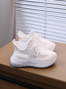 1 para dziecięcych jesiennych nowych, miękkich, modnych, uniwersalnych, antypoślizgowych, oddychających butów sportowych, odpowiednich dla małych dzieci i małych dziewczynek do noszenia na co dzień/do biegania - Biały - Zobacz 5