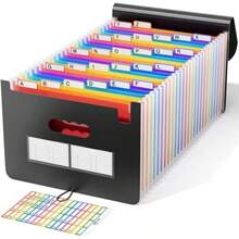 YQQ Administrador de Archivos25 Carpetas Ampliables Organizador de Documentos Etiquetas Coloridas Tamaño A4 Adecuado para la Escuela el Hogar y la Oficina Elementos Esenciales para el Aula1234 - Nergo - Ver 1