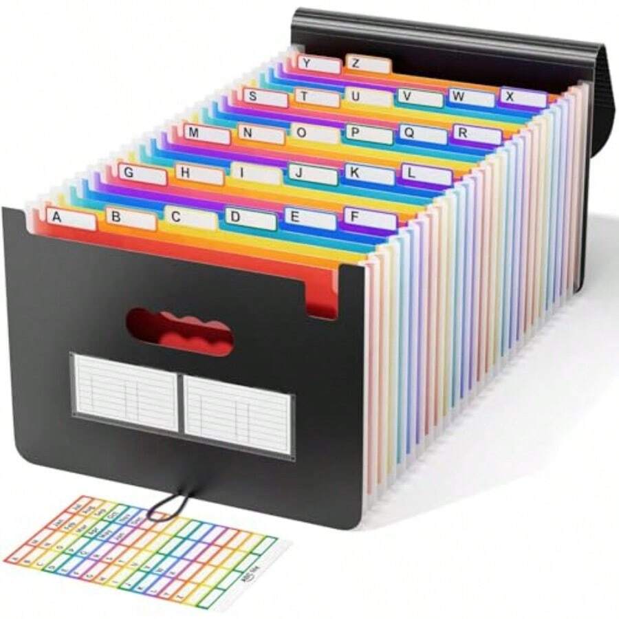 YQQ Administrador de Archivos25 Carpetas Ampliables Organizador de Documentos Etiquetas Coloridas Tamaño A4 Adecuado para la Escuela el Hogar y la Oficina Elementos Esenciales para el Aula1234 - Nergo - Ver 1