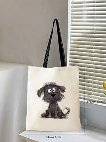 2 chiếc túi xách hình cún con dễ thương có dây đeo vai tháo rời - Họa tiết chó đen trắng thời trang, phù hợp cho mua sắm, các sự kiện dành cho thú cưng và các buổi họp mặt gia đình, thiết kế mở phía trên tiện dụng - Món quà lý tưởng cho người yêu thú cưng! Quà tặng cho chị em gái, phụ nữ - Màu be - Xem 6