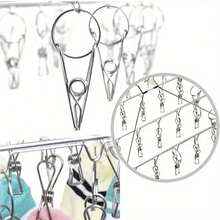 1pc Stainless Steel Clothes Hanger Clips, Multi-Functional Windproof Hanging Hooks For Skirts, Socks, Jeans, Pants, Dresses, Suitable For Home, Hotel, Dorm, School, Clothing Store - Perak - View 8