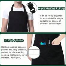 2 Pack Plus Size Chef Apron, Large Adjustable Aprons With Pockets For Men Women Waiter Waitress, Black White (XXXL),Black - Black - 查看 5