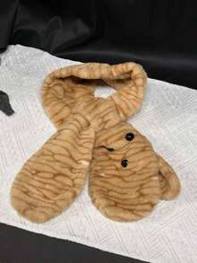 1pc New Tiger Plush Scarf Hat Set, Cute & Sweet Furry Tiger/Leopard Print Neck Warmer, Thick Fleece Animal Ear Bucket Hat, Kawaii Winter Accessory, Gift For Girls Warm Accessories Valentines Gift