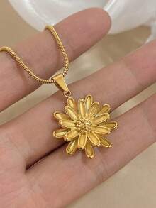 1件精美花朵吊坠项链，女士优雅不锈钢链项链，日常及派对饰品，圣诞节、情人节、母亲节礼物 - 彩色 - 查看 10