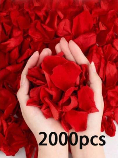 2000 pétalos de rosa roja artificial, flores hechas a mano románticas, adecuadas para la decoración de bodas, fiestas, hogar, cumpleaños, centros de mesa, dormitorio, baño, regalo del Día de San Valentín, decoración de graduación, decoración del Día de San Valentín