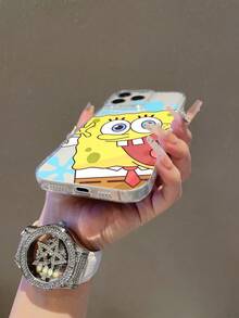SpongeBob SquarePants 1个透明太空卡通表情字母图案防震手机壳，兼容三星/苹果17/16/15/14/13/12/11Pro Max/12Pro/14Plus等型号 - 彩色 - 查看 5