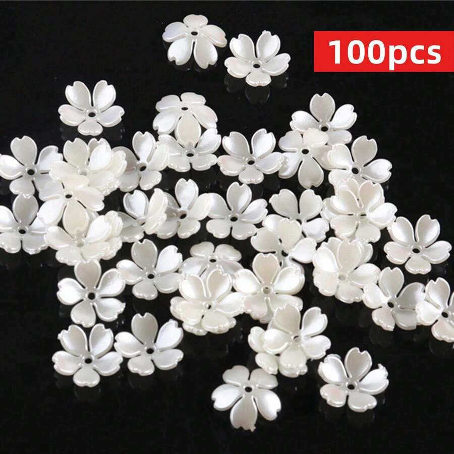 100颗15毫米米色亚克力铃铛珠，适用于项链、手链和其他珠宝制作，珠子和珠子组合 - 米色 - 查看 1