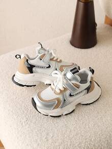 1 Pair Girls' Sports Shoes, Summer New Kids Shoes, Fashion Sneakers, Casual & Versatile - Khaki - View 3