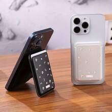 1个磁性防丢卡包，兼容和磁性手机，灵活收纳，超薄便携，男士PU皮革对折超薄钱包，带身份证窗口，商务/休闲皆宜，粉色花卉图案，圣诞节/新年/情人节/复活节礼物，送给家人和朋友的完美礼物，兼容安卓和大多数智能手机，送给母亲、家人、朋友、孩子、生日、节日的礼物，手机壳配件，手机粘垫 - 白色 - 查看 2