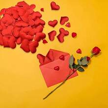 zxr 500 piezas de 35 mm de tela de satén romántica con pétalos de corazón confeti boda mesa cama corazón pétalos de boda decoración de San Valentín125 - Rojo - Ver 2