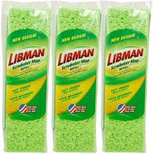 Libman Scrubster - Paquete de Repuesto para fregona, Tres recambios Extra absorbentes, Cabezales de Repuesto de Esponja recubierta de celulosa para la fregona, Paquete de 3(default) - Multicolor - Ver 1