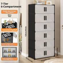 3/4/5/6/7 Tier Shoe Rack, Suitable For Wardrobe, Plastic Shoe Rack, Shoe Storage Box, Stackable Transparent Door Shoe Box, Easy To Assemble Shoe Cabinet, Accessories For Living Room Entryway, Bedroom And Dorm, Storage And Organization. Kitchen Storage Shelf, Living Room Toy Rack, Bedside Cabinet, Christmas Gift, Storage Box - Multicolor - View 3