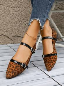 Women's Flat Shoes Size 36-43, Elegant Solid Color Fashion Comfortable Flat Shoes, Suitable For Office And Outdoor, Spring/Autumn New Versatile Black, Leopard Print, PU Slip-On Shoes, Multiple Colors Available - Burnt Orange - View 3