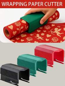 Cortador de papel de regalo mejorado para el Día de San Valentín - Herramienta de corte de papel de regalo, bordes lisos sin esfuerzo, diseño de hoja oculta para , herramienta de manualidades de envoltura de regalos DIY, adecuada para fiestas, cumpleaños, aniversarios - Nueva cortadora de papel - Ver 4