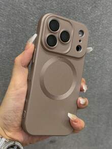 1 PC Gold Fashion Magnetic Soft Matte Phone Case Compatible With IPhone 17 Pro Max 17Pro 17 Air 17 16 15 14 Plus 13 12 11 Pro Max Glass Lens Wireless Charge Cover - Desert Gold - View 2