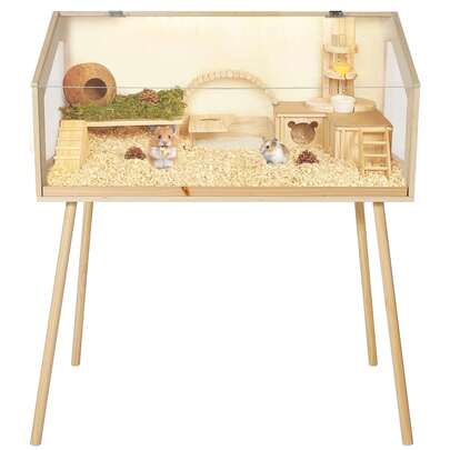 Jaula para Hámster Resistente a Mordeduras con Patas, Diseño Moderno Ventana Acrílico, para Cobaya Chinchilla Decoración Hogar