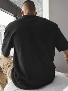 Wolf men's T-shirts, men's sweatshirts, workout T-shirts, men's pajamas 100% cotton, short sleeves, casual and fashionable, can be paired with jeans, machine washable Christmas gifts, Valentine's Day gifts, shipped from local warehouse - Negro - Ver 3
