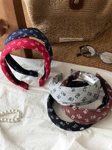 1pc Minimalist Cute Bear Print Fabric Headband, Versatile Daily Wear High Crown Hair Hoop, Washing Face & Hair Accessory - Multicolor - View 4