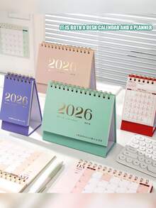1本2026年新款极简桌面日历，学生自律计划本，纯色月历，重要事件备忘录，多功能桌面日历计划本 - 單件 - 查看 6