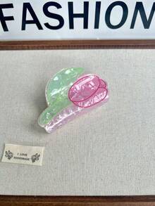 1件套亚克力花朵发夹 - 郁金香、百合、玫瑰发饰，创意独特绿叶发夹，可爱银杏叶发圈装饰，优雅发爪，女士发爪，休闲发夹，优雅发爪夹 - 彩色 - 查看 25