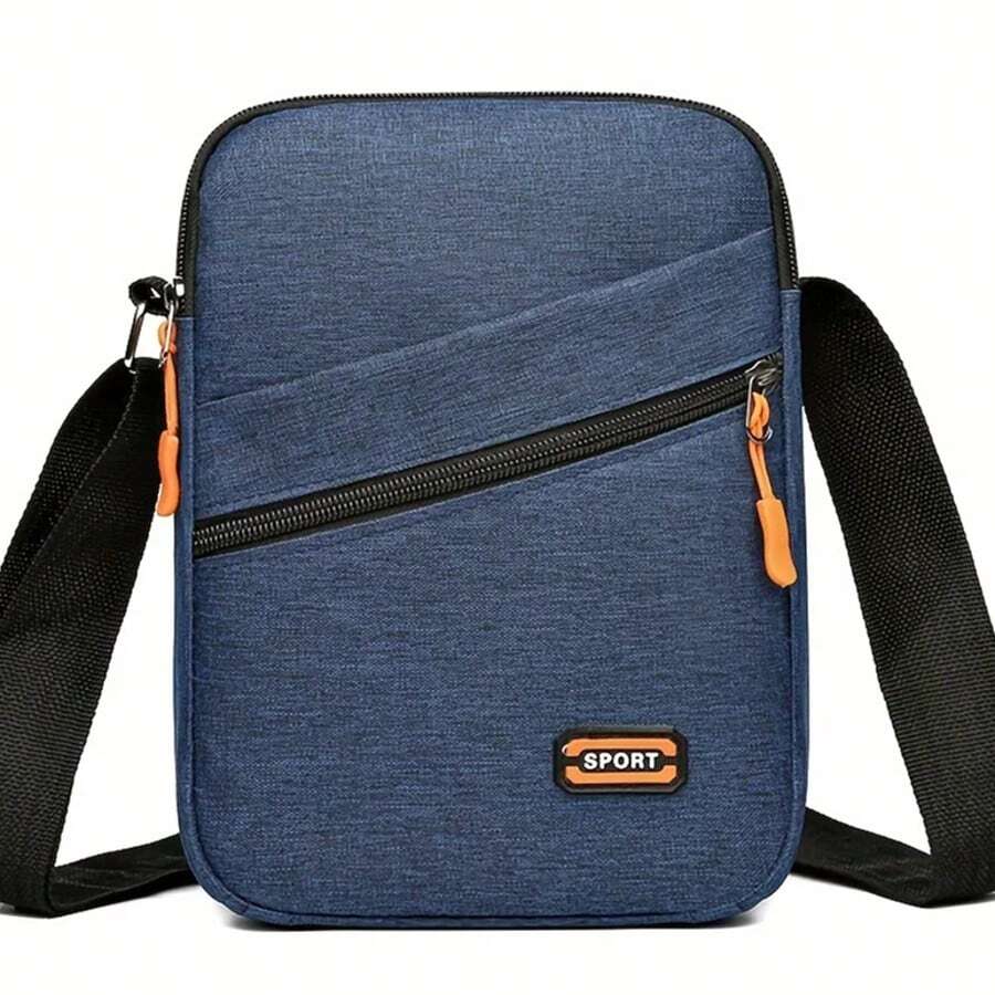 Sports And Leisure Nylon Crossbody Bag - Adjustable Shoulder Strap, Multiple Zipper Compartments, Solid Blue Color For Business And Daily Use, Secure Zipper Closure, Durable Construction, Travel Accessory, Stylish Design, High-Quality Material, Compact Backpack, Urban Lifestyle, Suitable For Men And Women, Best Christmas Gift - 寶藍色 - 查看 1
