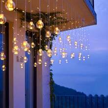 1 buah Lampu Tirai LED 114 LED, Lebar 3,5 Meter, Lampu String Bola Harapan Warna Hangat, Lampu String Bola Transparan dengan Antarmuka USB, Dekorasi Gantung, Cocok untuk Natal, Thanksgiving, Ulang Tahun, dan Dekorasi Pesta Dalam Ruangan - Tirai Bola Harapan - View 3