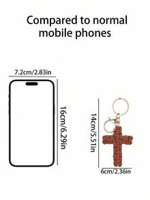 Cross Keychain Macrame Woven Jesus Keyring Christian Bag Charm Car Accessory Boho Gift For Women Men Holiday Birthday Wedding Party Favor Sister Friend - 彩色 - 查看 10
