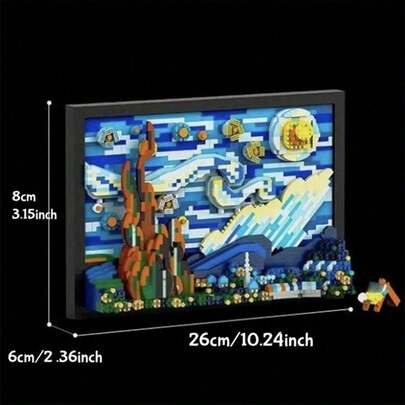 Bộ 1850 khối xây dựng 3D Đêm đầy sao ABS, Thiết kế chi tiết, Nghệ thuật & Trang trí DIY, Câu đố sáng tạo dành cho người lớn & người đam mê nghệ thuật, Nhiều màu sắc, Đồ chơi xếp chồng, Quà tặng hoàn hảo cho Giáng sinh & Halloween