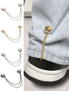 2pcs Adjustable Magnetic Pant Clips And Sleeve Clips - Alloy Material, Detachable Hem Clips, Suitable For Pants And T-Shirts, Seamless Clothing Waist Belt Tightener