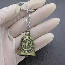 1 قطعة جرس دراجة نارية بشكل ملاك الحارس، تميمة حظ دراجة نارية بشكل صليب، إكسسوار مناسب لسلامة راكب الدراجة النارية، سلسلة مفاتيح، حماية أمان للدراجة/الحيوان الأليف، مناسب للجنسين - متعدد الألوان - مشاهدة 11