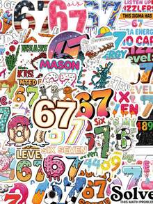 54件套網路迷因趣味貼紙 67款塗鴉貼紙 乙烯基防水貼紙，適用於水壺、電腦、筆電、手機、行李箱、筆記本、冰箱 - 彩色 - 查看 1