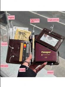 護照與疫苗接種卡夾 - RFID 防盜刷、輕量 PU 材質、專屬疫苗接種卡插槽、支援護照蓋章、中性設計（適用於旅行、簽證、文件）、時尚外觀、觸感滑順、極簡風格、高品質工藝，商務旅客與學生的理想選擇 - 彩色 - 查看 2