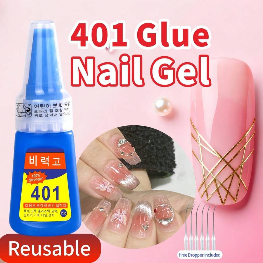 1/2/3/5片装 20克超强力假指甲胶水，软指甲贴纸速干凝胶，适合美甲初学者，适用于塑料、金属、铁、陶瓷、玻璃、木材等材料，502粘合剂，耐热，可用于鞋类护理，多用途。 - 彩色 - 查看 1