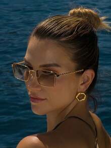 1pc Differentiated Avant-Garde Fried Dough Twists Leg Personalized Fashion Swing Fashion Glasses Square Fashion Glasses Back To School Wear Preppy - Multicolor - View 7