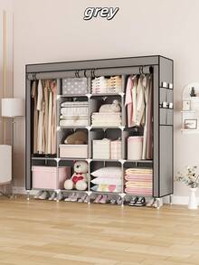 1pc Modern-Style Foldable Roller Door Wardrobe, Large-Capacity With Multiple Compartments And Pockets Storage Rack, Easy To Assemble, Durable And Space-Saving, Clothes Storage Cabinet For Bedroom, Dormitory And Home Use, Available In Multiple Colors, Essential Storage Solution For Dormitories - Multicolor - View 3