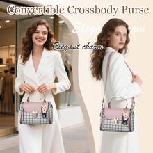Small Purses And Handbags For Women Fashion Teenage Girls Crossbody Bag Lightweight Shoulder Bag Plaid Pattern Satchel - Hồng - Xem 6