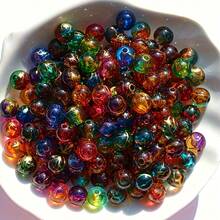 Yiwu Qiyou Accessories Co., LTD 200/100/50颗 8毫米 双色金条纹圆形彩色珠子，适用于珠宝制作、DIY情侣手链、项链、独特手机链、手工工艺品等。 - 彩色 - 查看 5