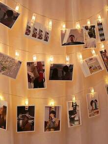 1个照片夹灯串，LED仙女灯，电池供电，可悬挂照片，适用于卧室、客厅、墙壁、露台、庭院，可用于求婚装饰、婚礼装饰、节日派对装饰，也适合斋月、情人节、父亲节、母亲节、返校季等场合，可作为节日礼物、生日礼物、乔迁礼物、结婚礼物。 - 照片夾子燈 - 查看 7