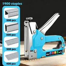 4-In-1 Manual Staple Gun Kit, Blue Color, Suitable For Wood, Fabric, Sofa Furniture, Felt And Canvas, No Electricity Required