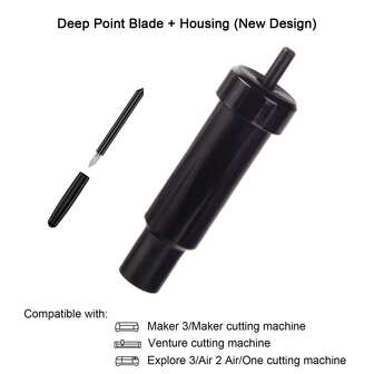 1 pieza Cuchilla de punta profunda + Carcasa para Maker 3/Maker/Venture/Explore 3/Air 2/Air/One, Cuchilla de corte profundo y carcasa para cortar metal/cuero genuino, manualidades/espuma EVA, papel de aluminio, lámina magnética, cartón de paspartú, etc.