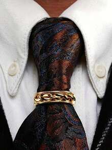 1pc Fashionable Linen Knot Tie Clip For Men, Gold Plated Vintage Tie Pin, Copper Material, Eternal Love Symbol, Suitable For Daily Wear