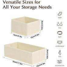 Drawer Organizer Foldable Fabric Storage System Drawer Inserts For Cupboards Wardrobe Organiser For Clothes Beige Pack Of 4 - Beige2Medium2Small - View 3