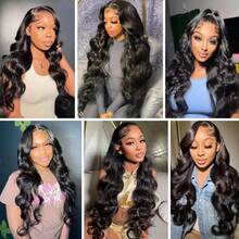 VIOLLY Wear And Go Glueless Wig Black Body Wave Brown Color Pre-Cut Lace 5x5 Transparent Lace Front Wigs 16-28 Inch 180% Density Real Human Hair Blended Pre-Plucked Hairline Looking Stylish Frontal Brazilian Virgin Hair Wigs 13x4 Large Area Transparent Lace Frontal Weaves Human Blended Hair Wigs Halloween Costumes Wigs - 1B# - View 8