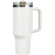 40 Oz Tumbler With Handle Quenchers ProTour Detachable Flip Straw Lid TumblerVacuum Insulated Tumblers With Top Leak Proof Lids And Flip Straw Reusable Insulated Cup Cream White 40 Oz - Màu be - Xem 2