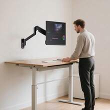 WALI Soporte para Monitor Pared Individual, Brazo para Monitores de 17 a 32 Pulgadas 10 kg, Base Monitores Pared con Resorte de Gas Totalmente Ajustable, Negro (GSWM001) - Soltero - Ver 12